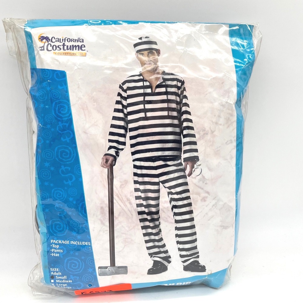 California Costumes Jailbird Adult Small Mens Prisoner Inmate Striped Costume